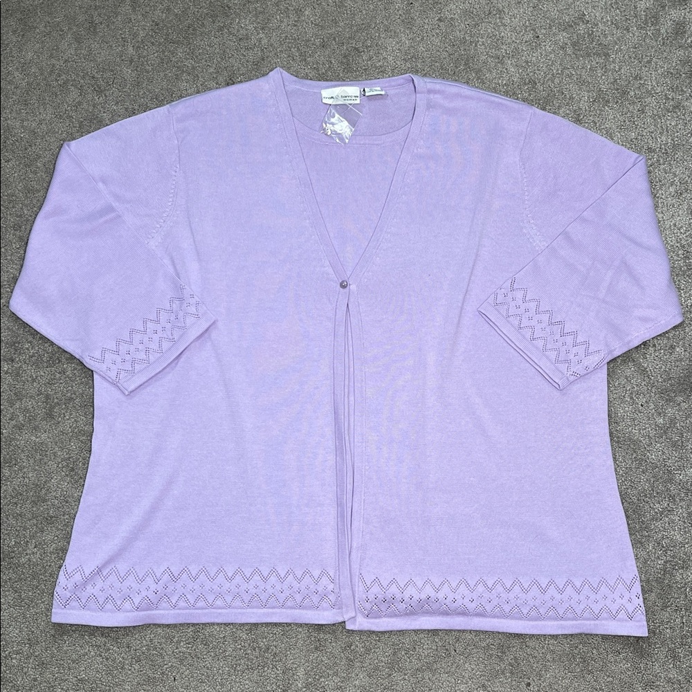 NWOT Croft & Barrow Shirt and Cardigan Sweater Lavender Hem Detailing Size 2X